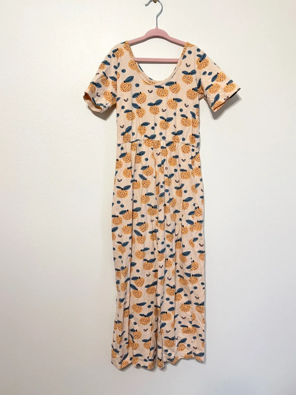 Alice + Ames The Short Sleeve Wide Leg Jumpsuit in Fruity Harvest Size 10